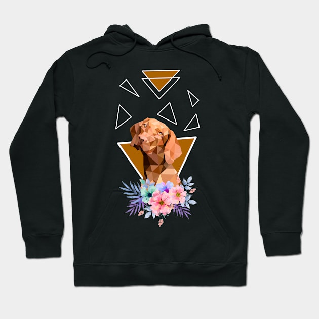 Dog with flowers Hoodie by Jackson Lester